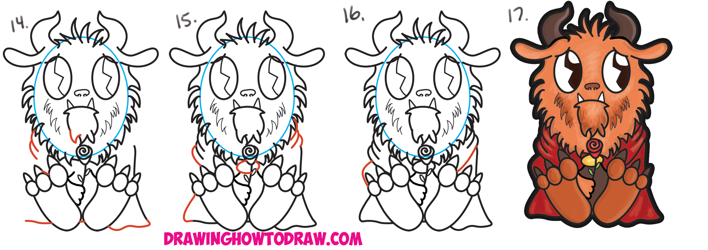 Learn How to Draw Cute Kawaii Chibi Beast from Beauty and the Beast Simple Step by Step Drawing Tutorial for Beginners