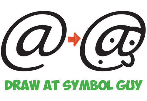Learn How to Draw Cartoon Guy / Man from At Symbol Simple Steps Drawing Lesson for Kids