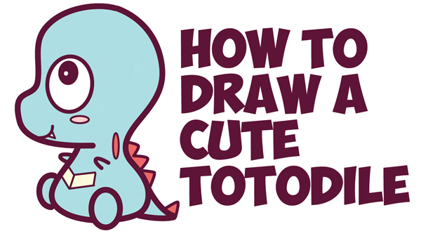 How to Draw Cute / Chibi / Kawaii Totodile from Pokemon with Easy Step by Step Drawing Tutorial for Kids / Beginners