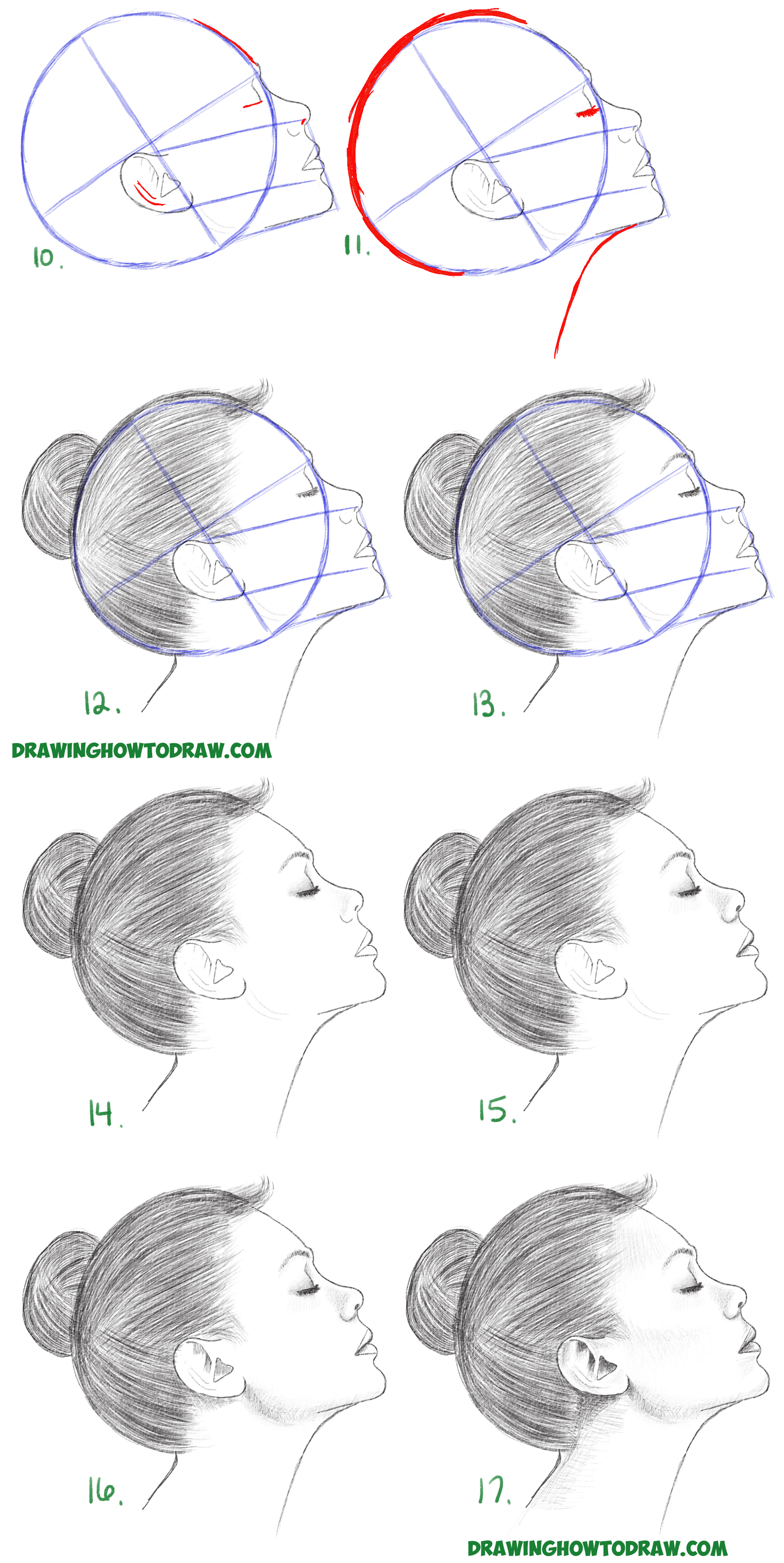 Learn How to Draw a Face from the Side Profile View (Female / Girl / Woman) Simple Steps Drawing Lesson for Beginners