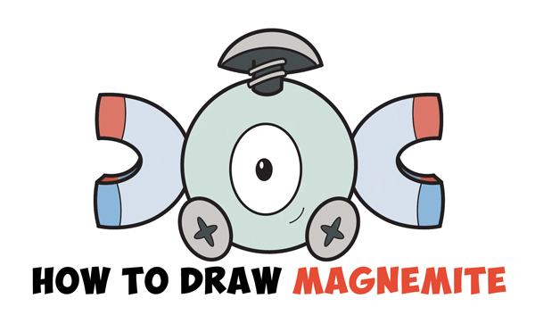 Learn How to Draw Magnemite from Pokemon (Cute / Kawaii Chibi Version) Simple Steps Drawing Lesson for Beginners