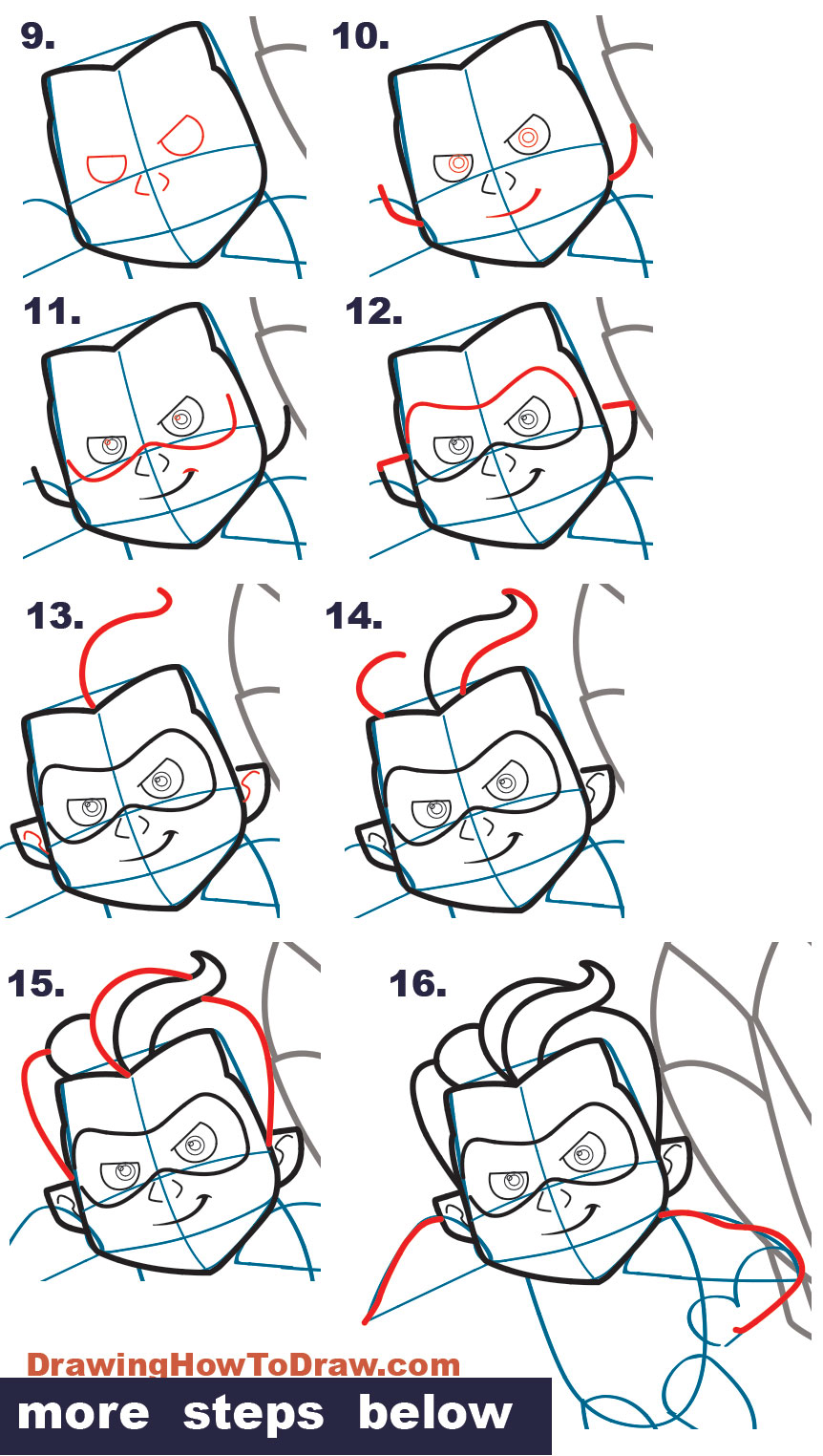 How to Dash from The Incredibles (Part 4 of Drawing The Incredibles 2 Family) Easy Step by Step