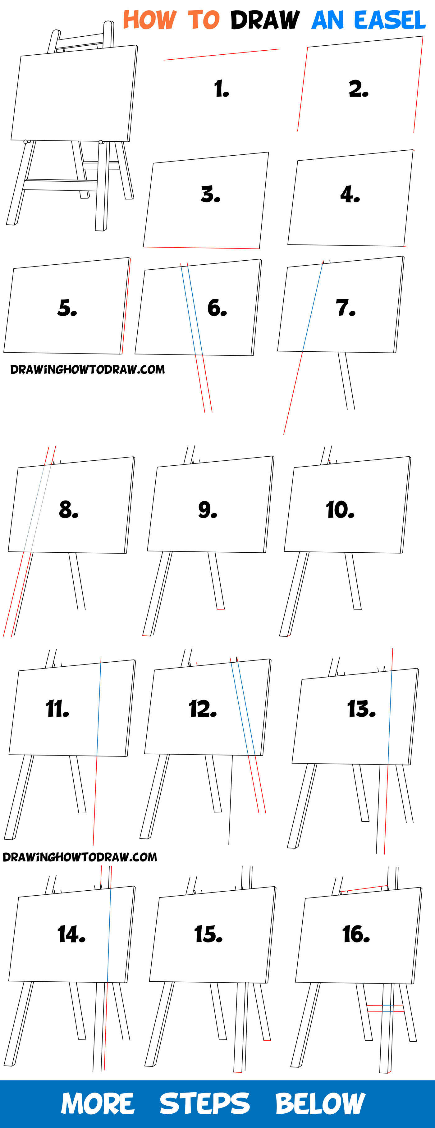 Learn How to Draw an Easel - Easy Step by Step Drawing Tutorial for Beginners