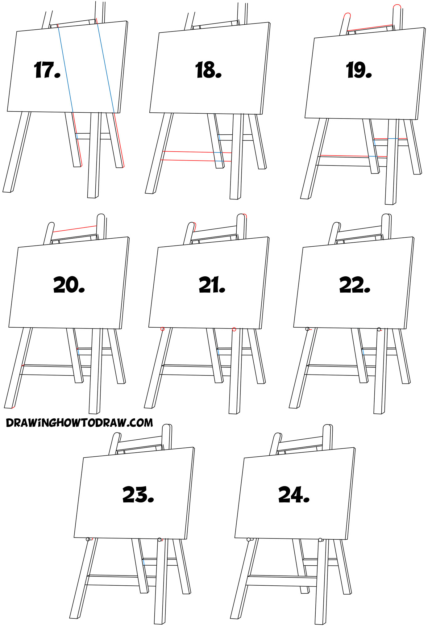 Learn How to Draw an Easel and Canvas - Simple Steps Drawing Lesson for Beginners
