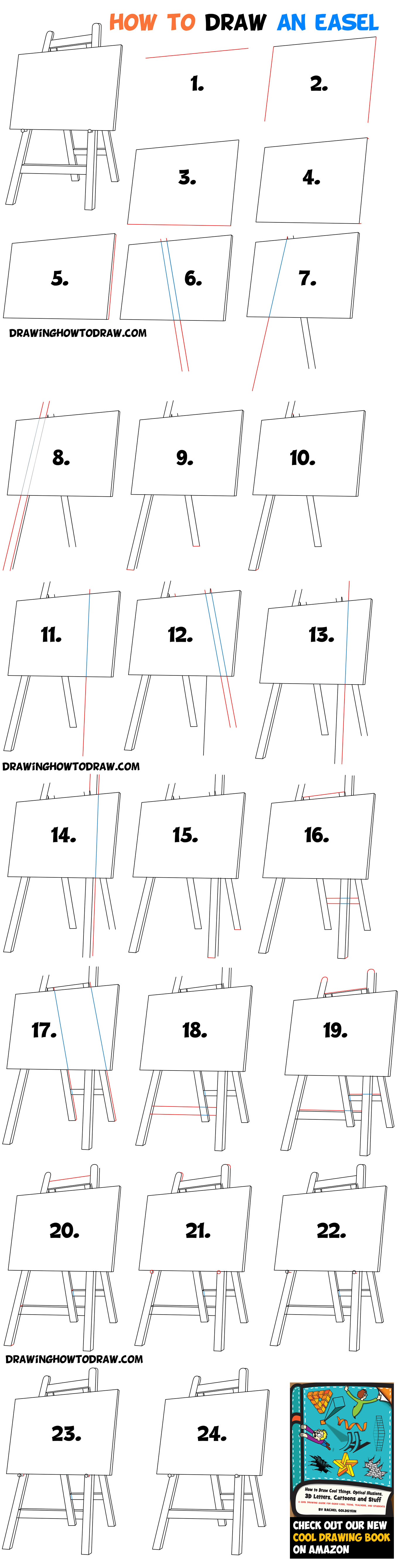 How to Draw an Easel - Easy Step by Step Drawing Tutorial for Beginners