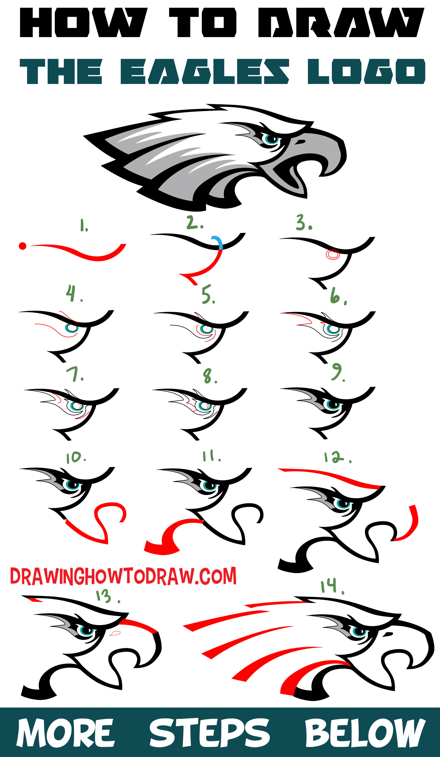 Learn How to Draw the Eagle's Logo with Easy Step by Step Drawing Lesson for Beginners