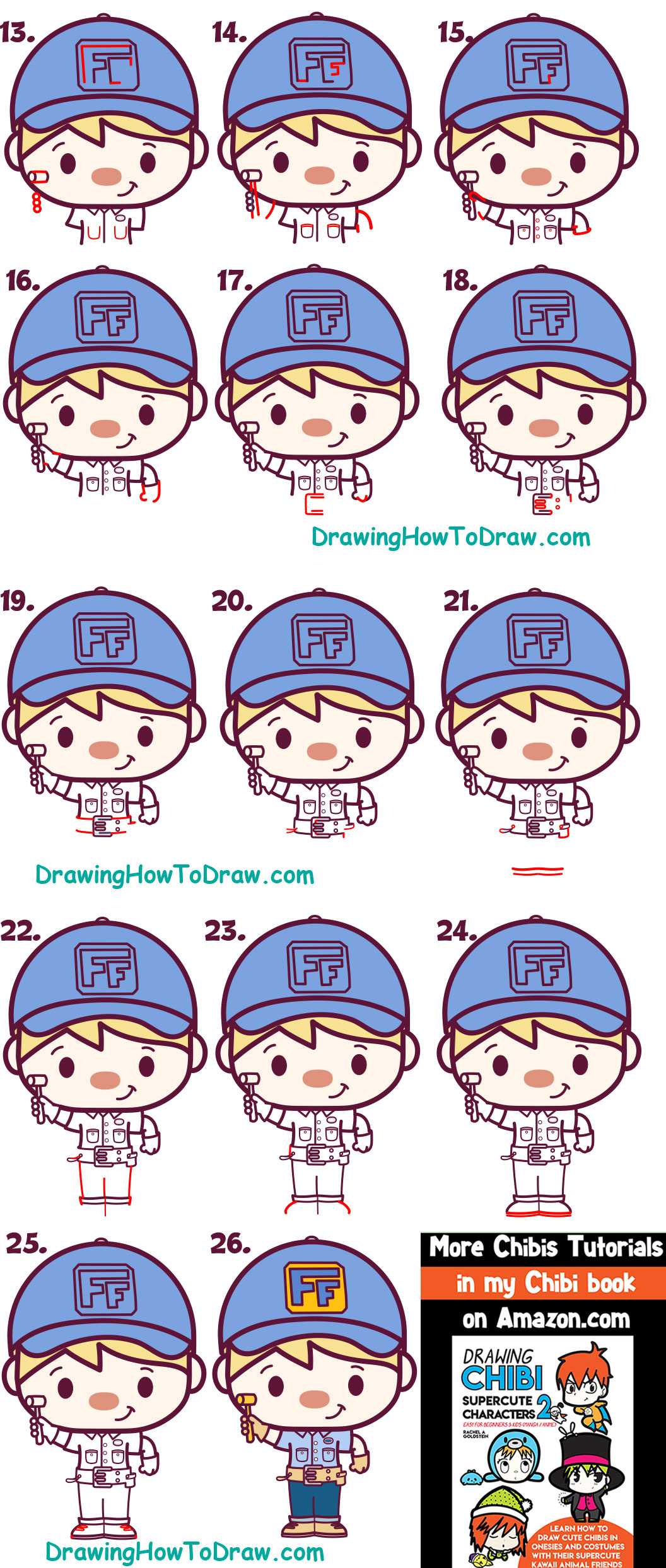 Learn How to Draw Cute Kawaii Chibi Fix-it Felix from Wreck it Ralph 2 - Simple Step by Step Tutorial for Kids