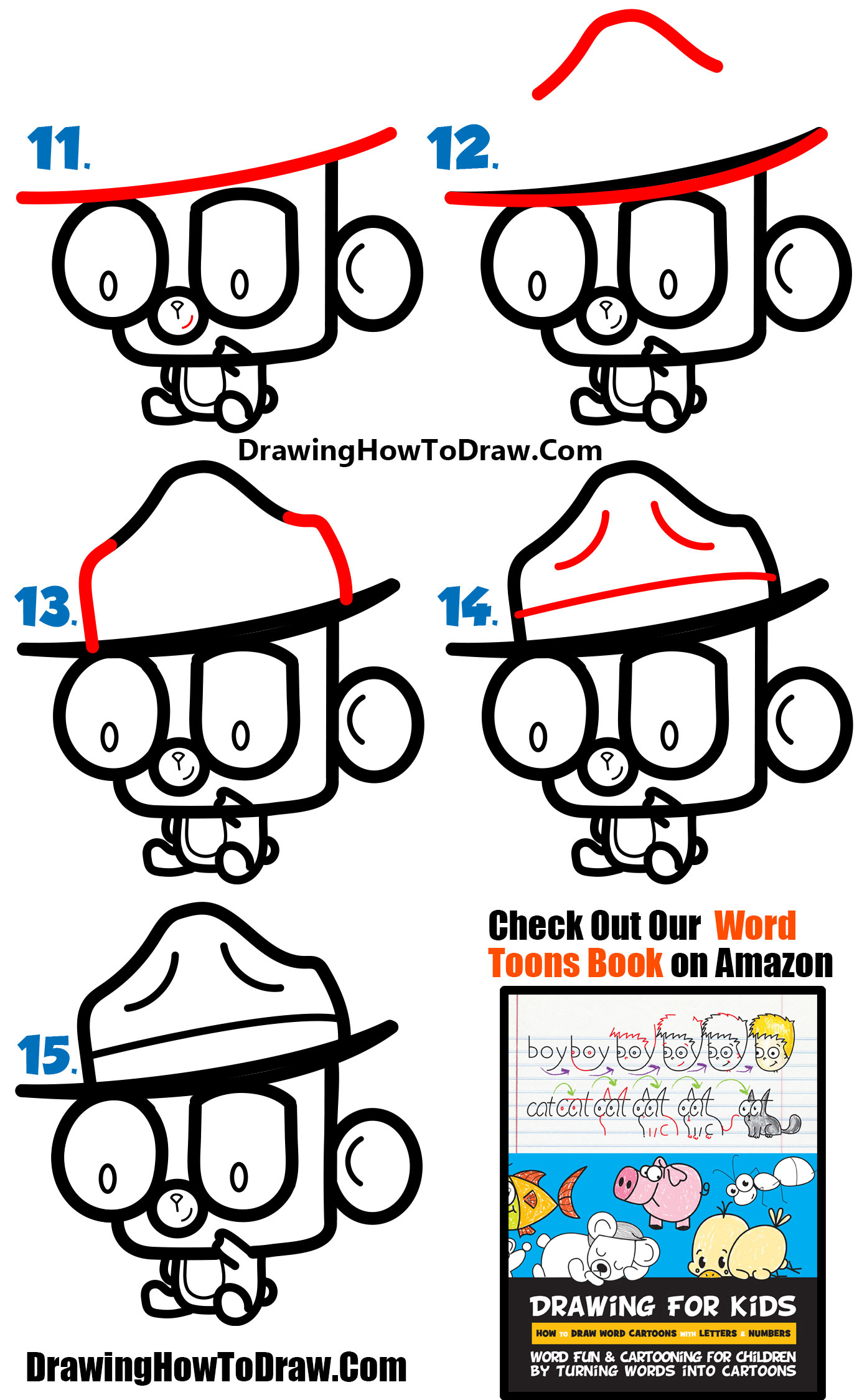 How to Draw a Cartoon Baby Bear Cub from the Word "Cub" Word Toon Easy Steps for Kids