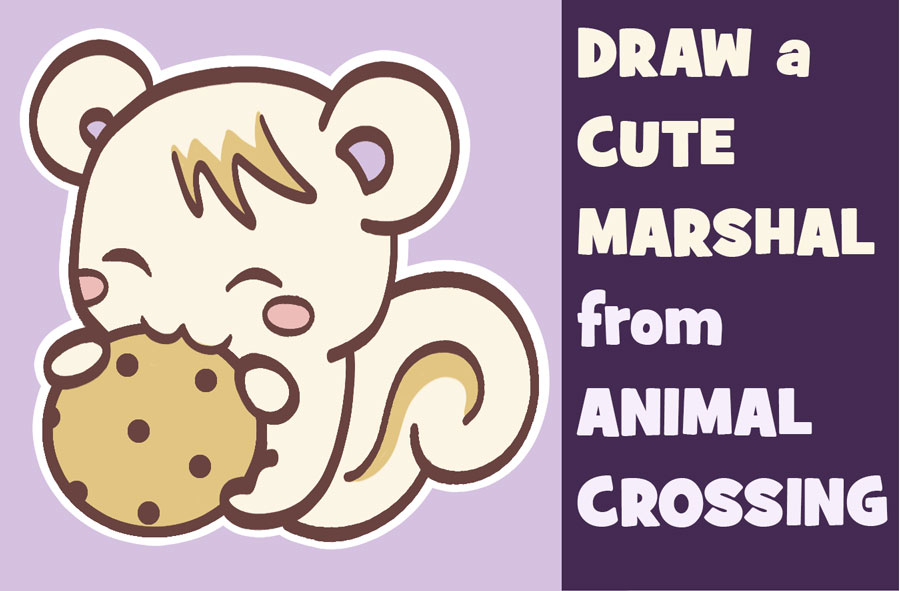 Learn How to Draw Marshal the Squirrel from Animal Crossing New Leaf (Cute, Kawaii, Chibi) Easy Step by Step Tutorial