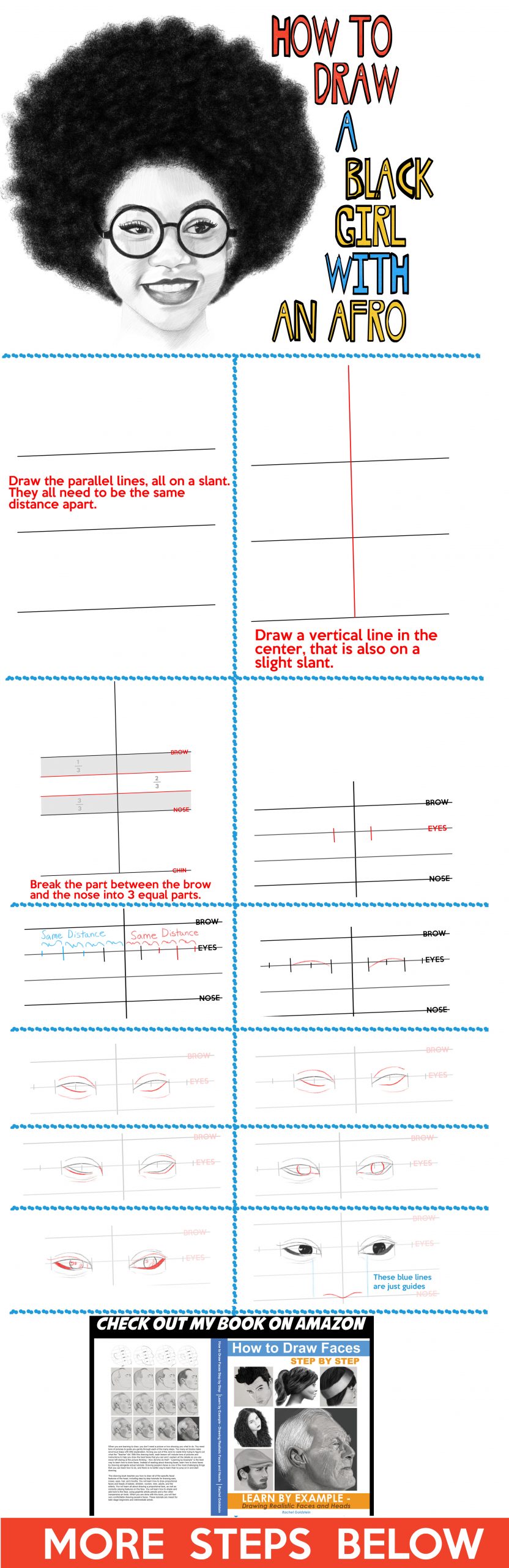 How to draw a black girl's face