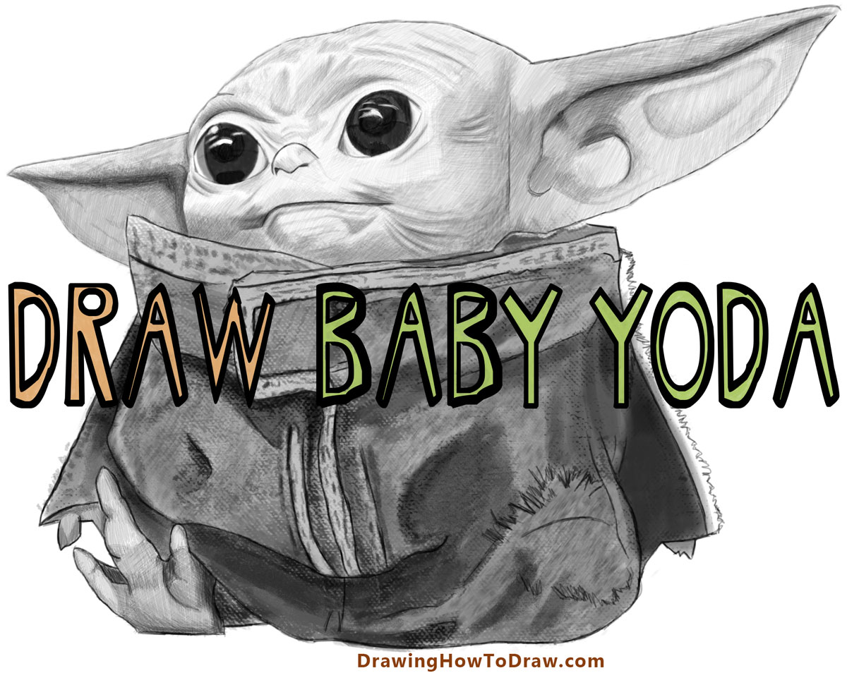 How to Draw baby yoda the kid the child from the Mandelorian -easy steps drawing tutorial for beginners