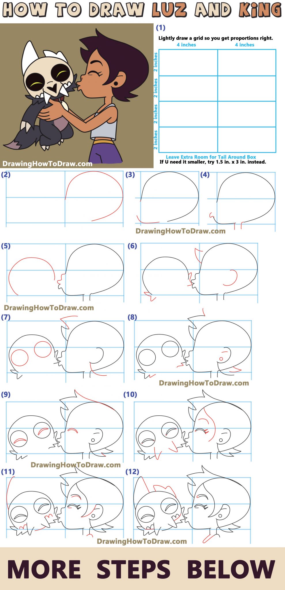 How to Draw Luz and King from Owl House Easy Step by Step Drawing ...