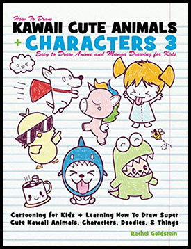 How to draw cute animals, food, things, characters kawaii chibi book drawing for kids 3