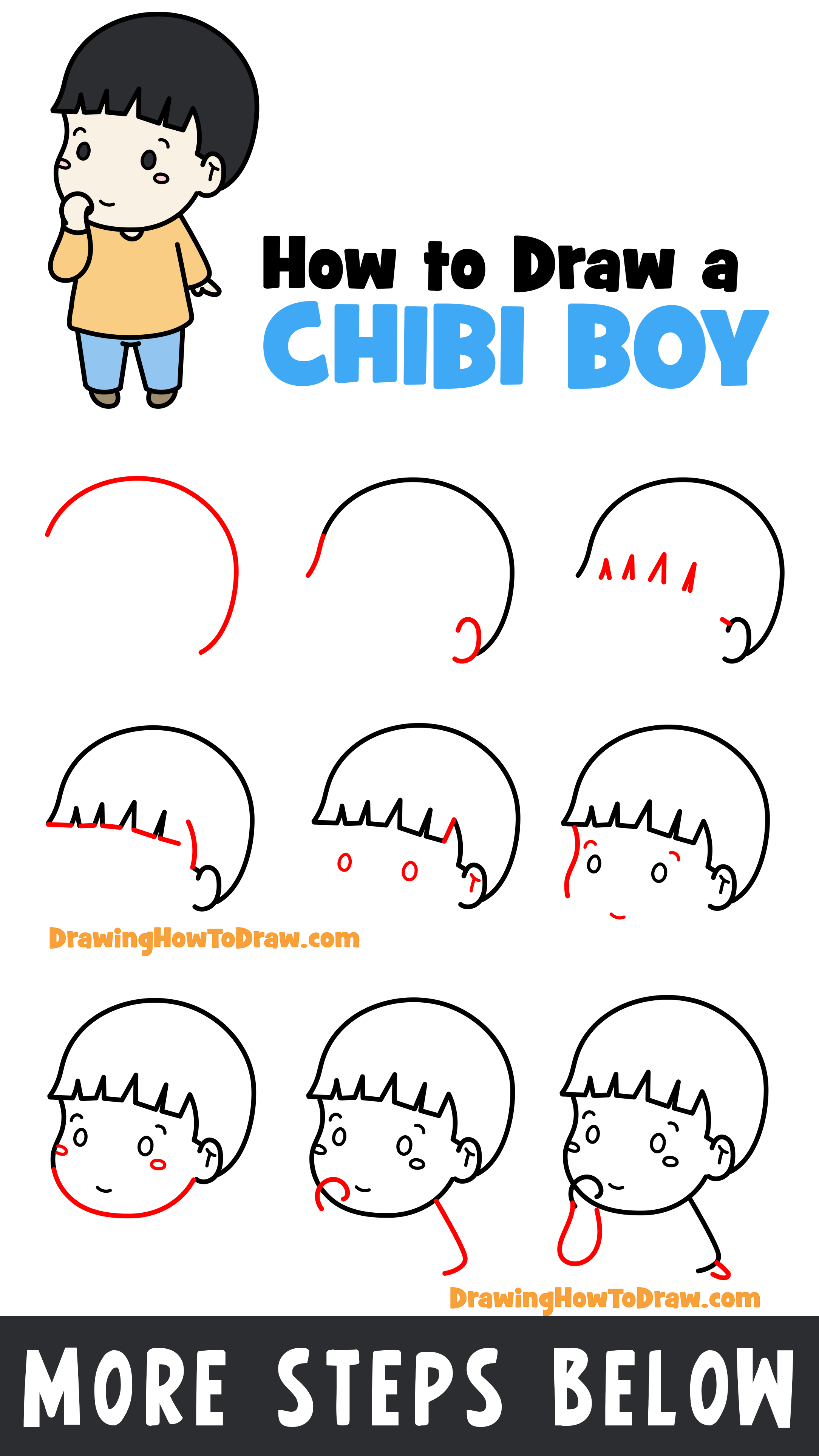 How to Draw a Chibi Boy Easy Step by Step Drawing Tutorial for Kids