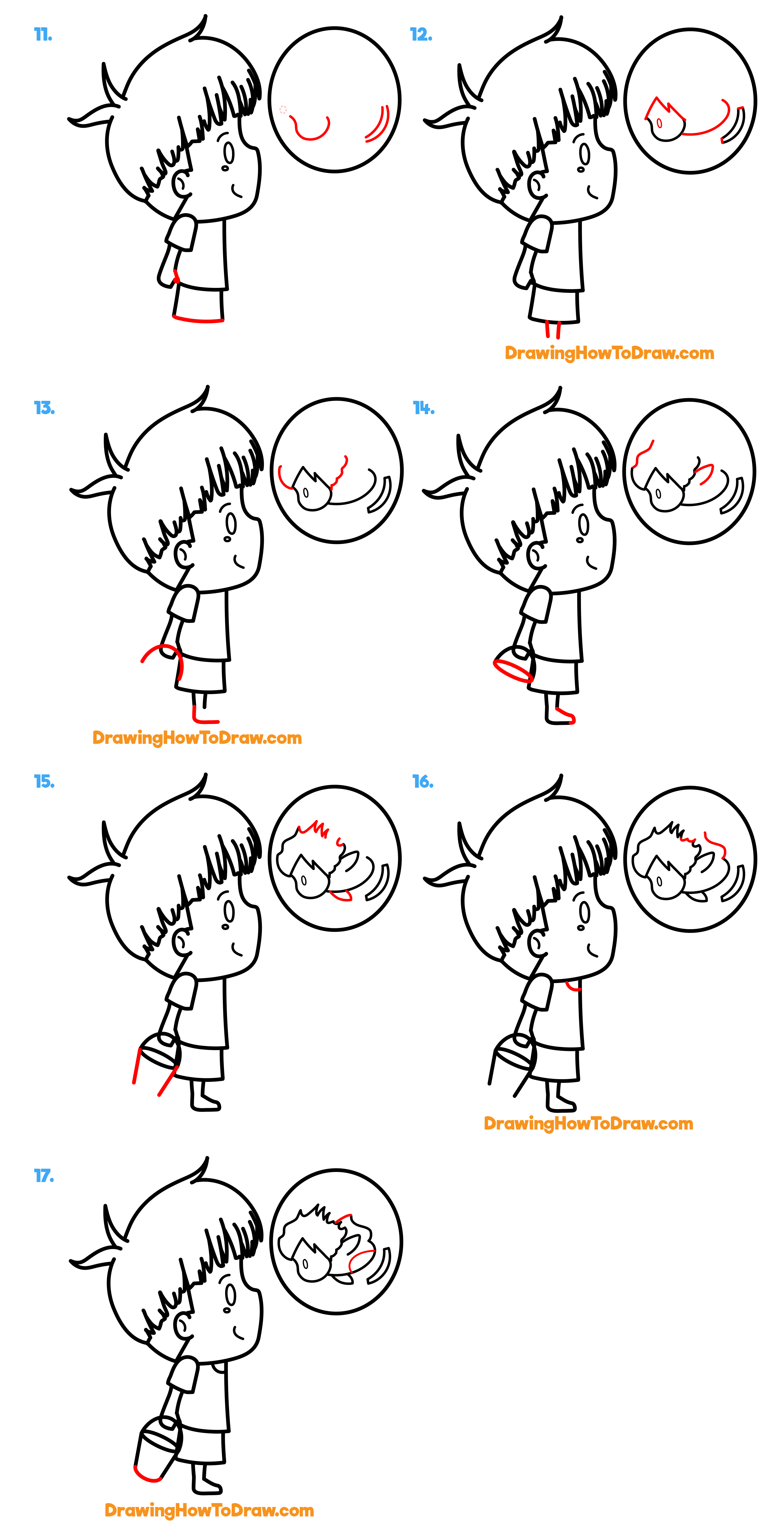 How to Draw Sosuke and Ponyo in a Bubble (Chibi / Kawaii Style) Easy Step-by-Step Drawing Tutorial