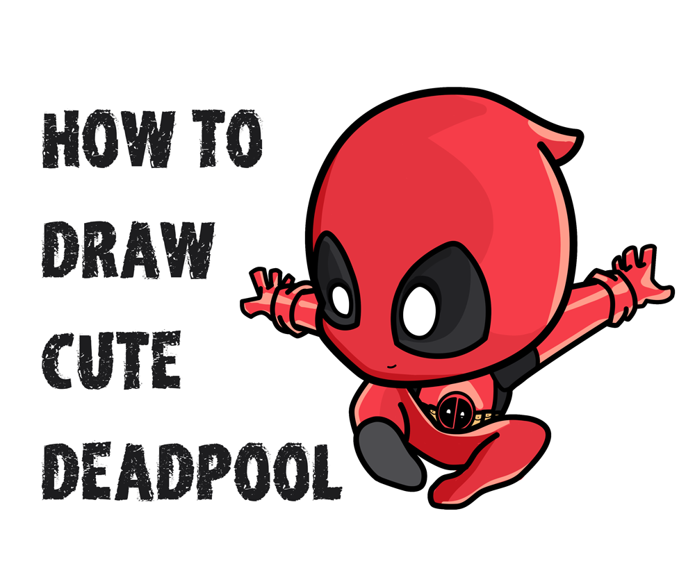 How to Draw Cute Kawaii Cartoon / Chibi Deadpool in Action Easy Step-by-Step Drawing Tutorial for Beginners